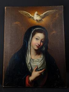 Krásný barokní obraz (Matka boží s holubicí)