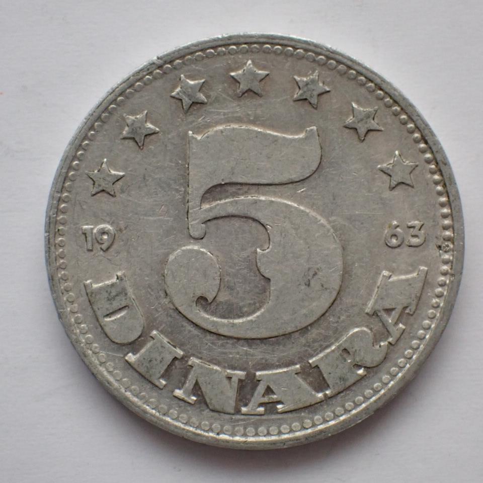 Juhoslavia 5 dinar 1963 - Numizmatika