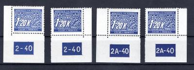 Protektorát/DL 10 ; rohové známky s  2 - 40 Ly, 2 -40 Px, 2A- /1748/32