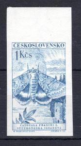 ČSSR II/1223, motýli 1961, v barvě modré, krajový nezoubkovaný/1971/28