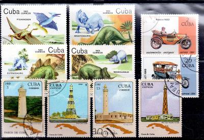 Sestava známek - Kuba, mix, majáky, auta, dinosauři (228)