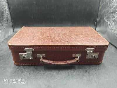 Starý kožený, koženkový, kufr, 35,5x21x9 cm (20625)