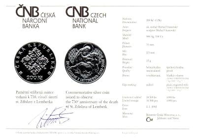 PSM 035certifikát ČNB s podpisem autora - Sv. Zdislava