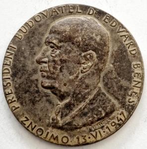 Medaile 1947 , Znojmo - E.Beneš. 