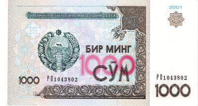 Uzbekistan 1000 Sum 2001 serie PO
