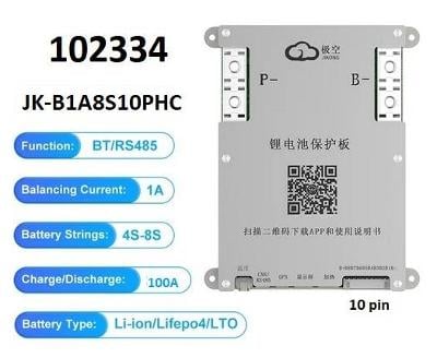 JK BMS balancer 8S 100A/200A Lifepo4 Li-Ion BT Android IOS B1A8S10 H-C