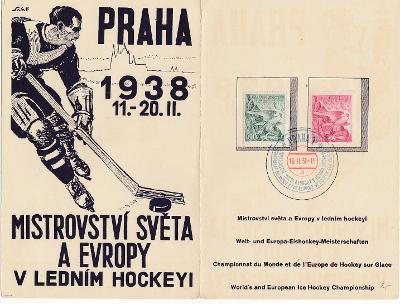 ČSR 1938 pamětní list MS a ME lední hokej Praha 1938