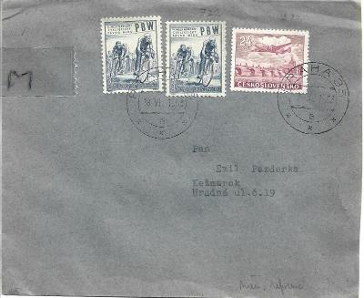 Obálka, měnová reforma, 18.6.1953, Praha 35, Kežmarok
