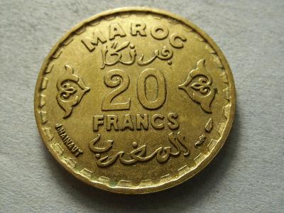 MAROKO - 20 FRANCS z roku 1952(1371) (23,8 MM) - KOLONIE FRANCIE