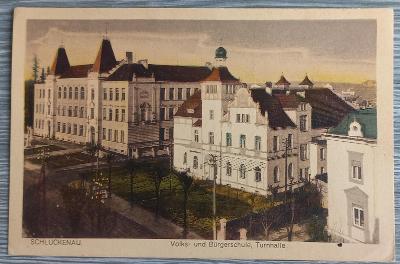 Šluknov - Schluckenau - škola a obchodní škola - tělocvična - 1918