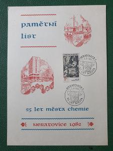 Pamětní list 1982 - Neratovice 25. let města chemie