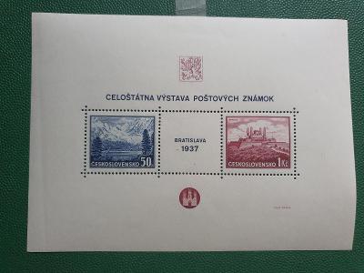 Aršík - Celoštátna výstava poštových známok Bratislava 1937 - zkoušená