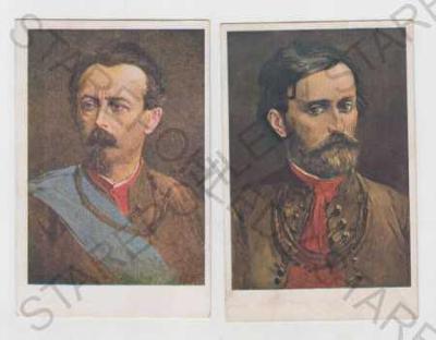 2x Jindřich Fügner, Sokol, portrét, kolorovaná