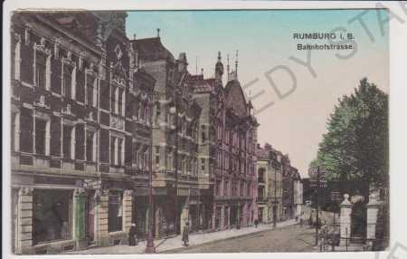Rumburk (Rumburg) - Nádražní ulice, kolorovaná
