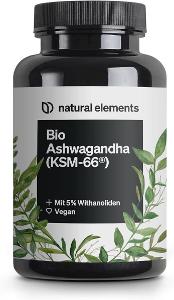 Doplněk stravy Natural Elements Bio Ashwagandha (KSM-66), 180 kapslí 