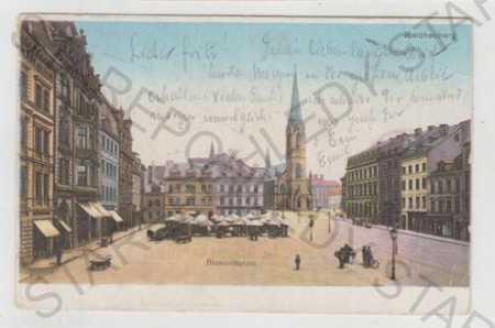 Liberec (Reichenberg), náměstí, trh, kolorovaná, D