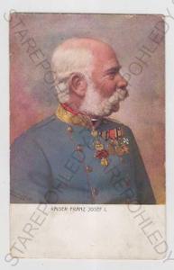František Josef I., portrét, kolorovaná