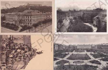 4x pohlednice: Brno - Brün, náměstí, reduta, Parna