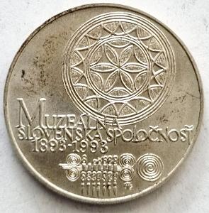 Stříbrná 100 koruna 1993 - Muzealna Slovenská společnost.