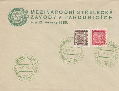Pardubice, příl. obálka a razítko 1935, střelecké závody.
