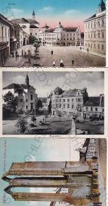 3x pohlednice: Benešov, kostel, náměstí, zřícenina