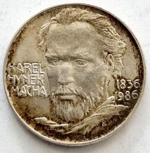 Stříbrná 100 koruna 1986- K.H.Mácha.