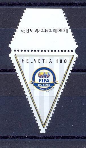 Švýcarsko 2004, známka 100 let FIFA - futbal - kopaná, svěží