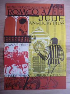 Romeo a Julie (filmový plakát, film VB 1968, režie Franc