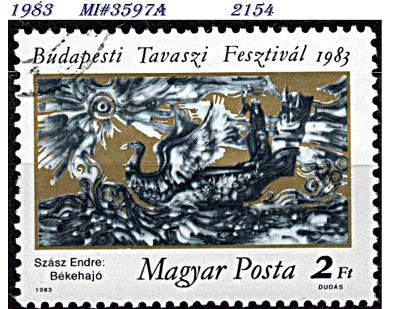Maďarsko  1983,   obraz Éndré:   Loď míru, hudební festival