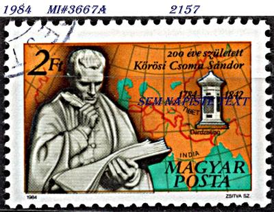 Maďarsko  1984, mapa a orientalista S. K. Csoma