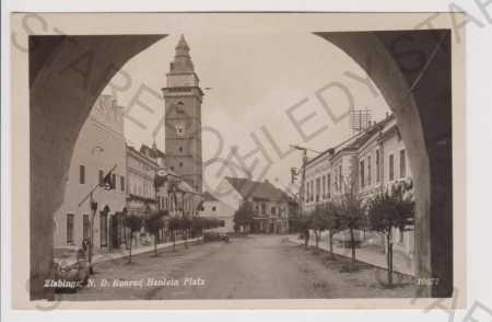 Slavonice (Zlabings) - kostel, auto, nacistická vý