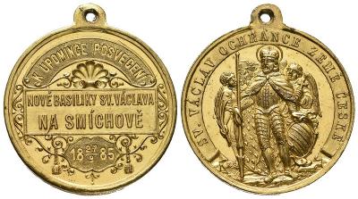 AE Medaile 1885 - Posvěc. Basiliky sv. Václava na Smíchově. Bronz 30mm