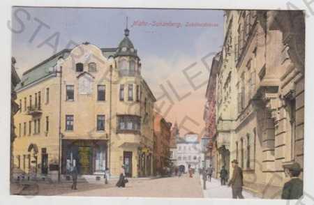 Šumperk (Mähr. Schönberg), pohled ulicí, kolorovan