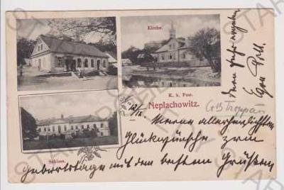 Neplachovice (Neplachowitz) - kostel, pošta, zámek
