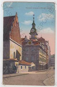Praha 1, synagoga, radnice, kolorovaná