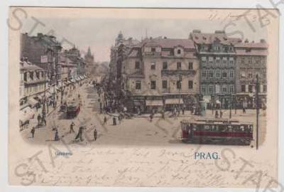 Praha 1 (Prag), Příkopy, pohled ulicí, tramvaj, ko