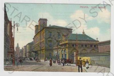 Praha 1, Masarykovo nádraží, pohled ulicí, kůň, ko