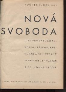 Nová svoboda, ročník 8./1931. List pro informaci hospod