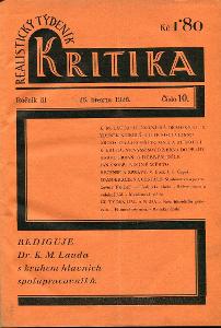 Kritika  -  Realistický týdeník, roč. III (1926)