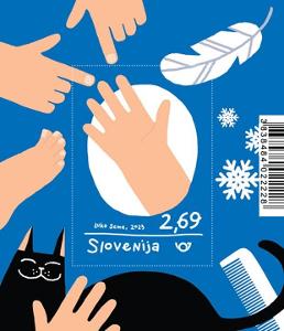 Slovinsko 2023 Známky aršík ** smysly dotek kočka