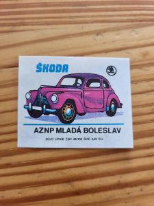 sirky zápalky auto Škoda AZNP Mladá Boleslav