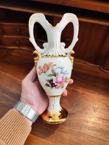 Krásná porcelánová Amfóra - Carlsbad - Motiv Květy - 27.5cm
