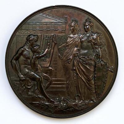 AE medaile 50. výročí konzervatoře v Budapešti, A. Scharff 1890 RU