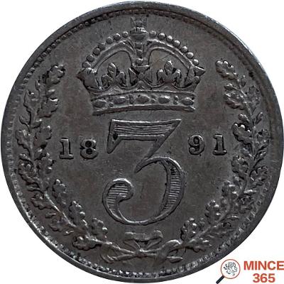 Velká Británie - Viktorie 3 pence 1891