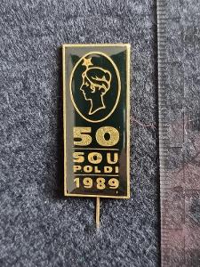 KLADNO, odznak 50 let SOU POLDI 1989, učiliště SONP, černá var.