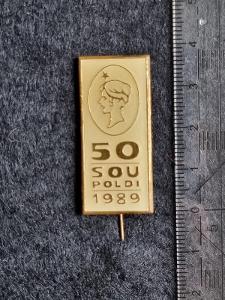 KLADNO, odznak 50 let SOU POLDI 1989, učiliště SONP, bílá var.