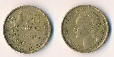 Francie 20 franků 1951