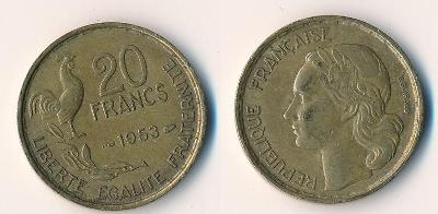 Francie 20 franků 1953