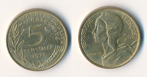 Francie 5 centime 1971