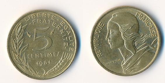 Francie 5 centimes 1981